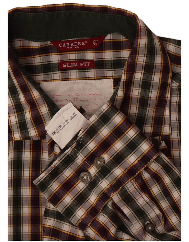 Carrera Mens Slim Fit Shirt XL Multicoloured Check Cotton
