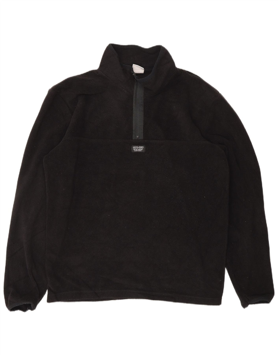 JACK & JONES Mens Zip Neck Fleece Jumper XL Black Polyester
