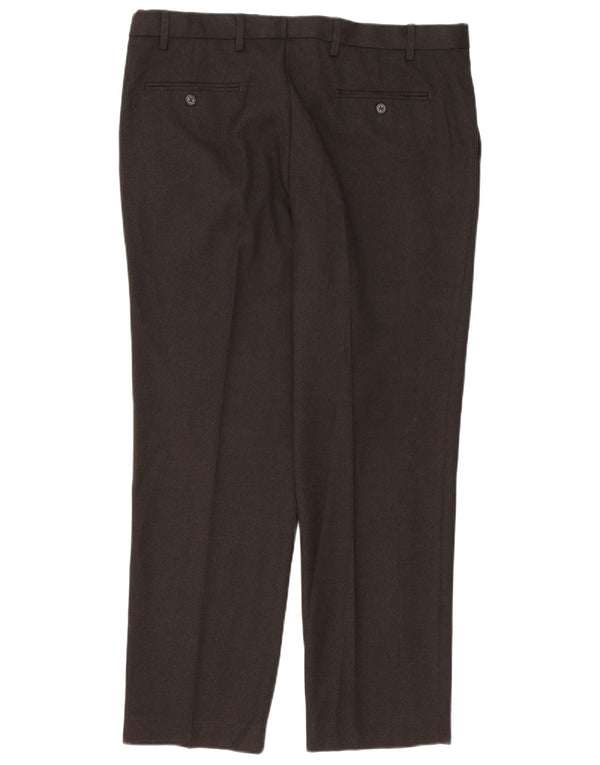 Marks & Spencer Mens Straight Regular Suit Trousers W38 L31 Brown Polyester