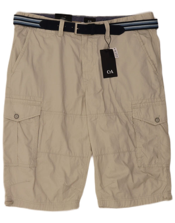 C&A Mens Regular Fit Cargo Shorts W38 XL Grey Cotton