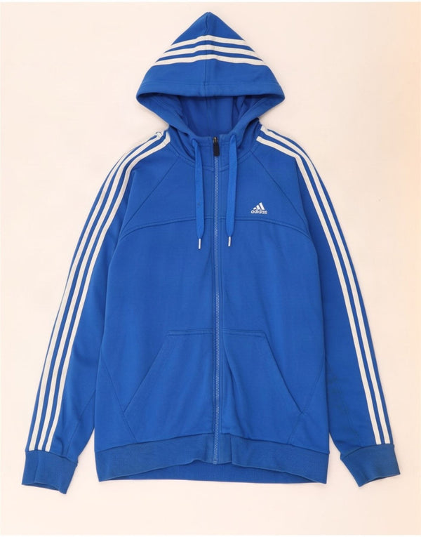 Adidas Mens Zip Hoodie Sweater Large Blue Cotton