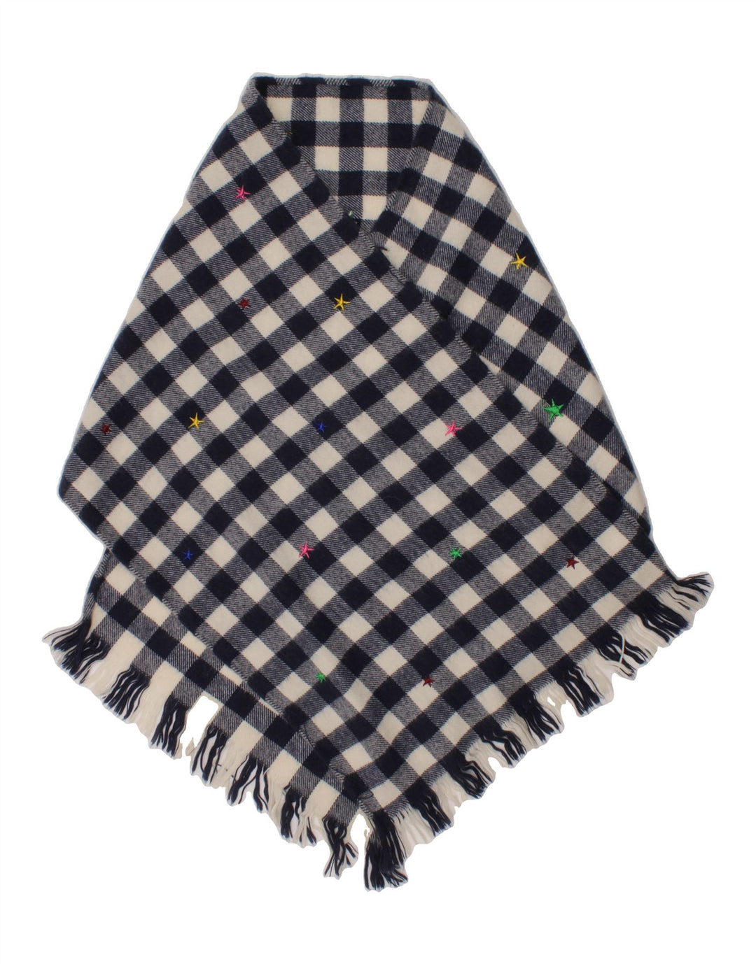 JOULES Womens Rectangle Scarf One Size Navy Blue Gingham Acrylic Vintage Joules and Second-Hand Joules from Messina Hembry 
