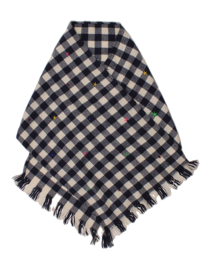 JOULES Womens Rectangle Scarf One Size Navy Blue Gingham Acrylic Vintage Joules and Second-Hand Joules from Messina Hembry 
