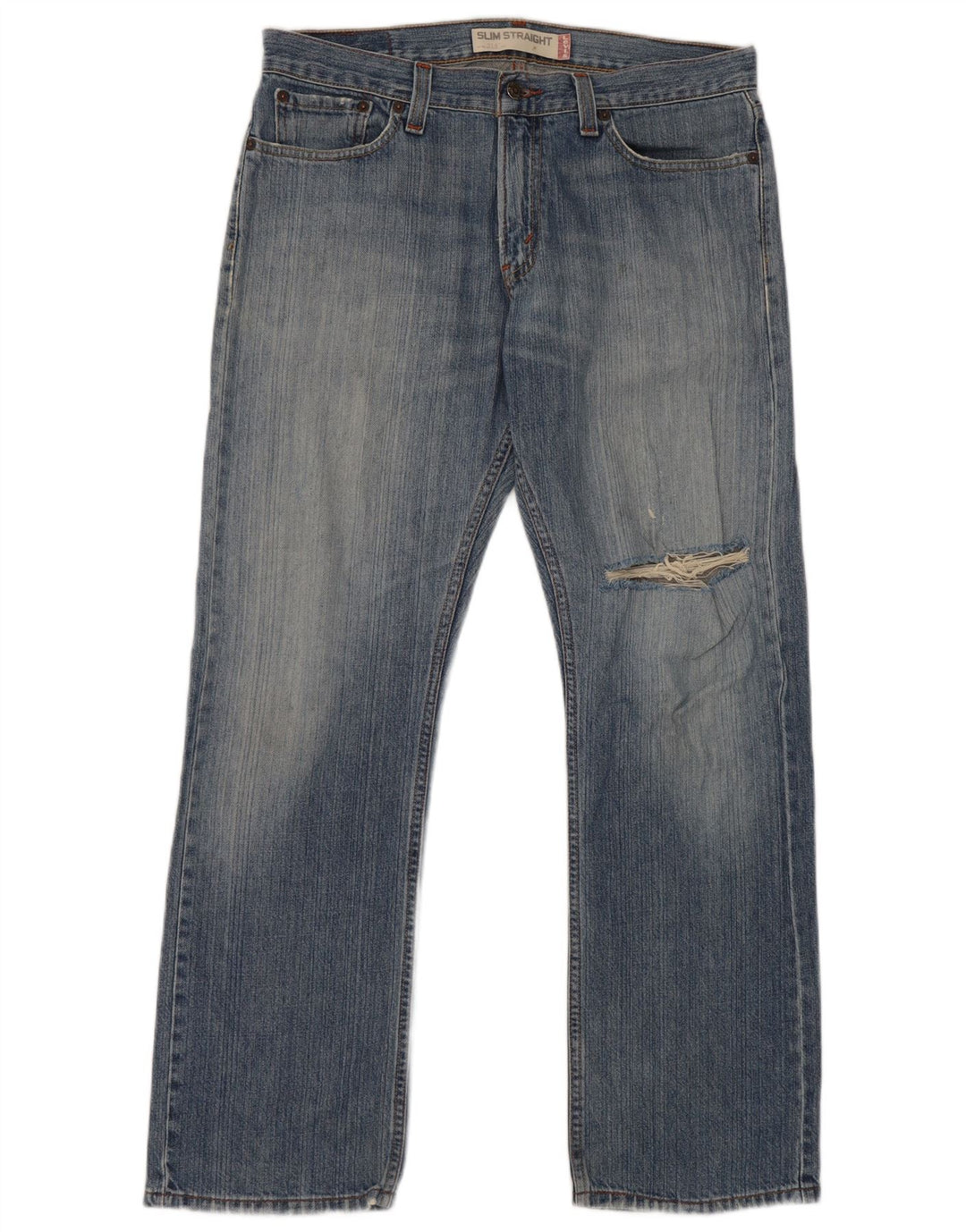 Levi's Mens 514 Distressed Slim Straight Jeans W33 L30 Blue Cotton