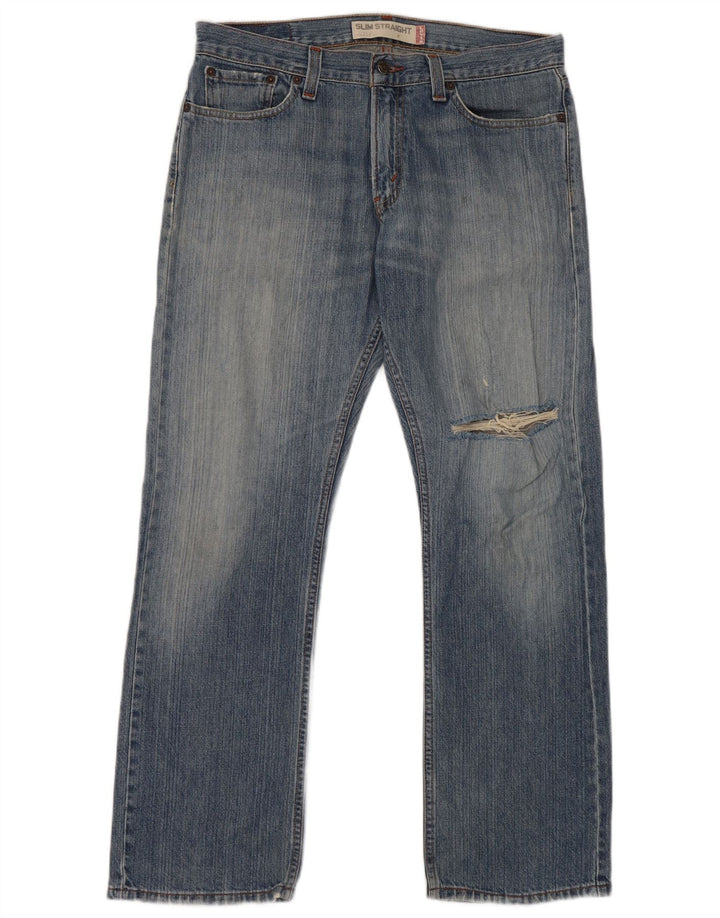 Levi's Mens 514 Distressed Slim Straight Jeans W33 L30 Blue Cotton