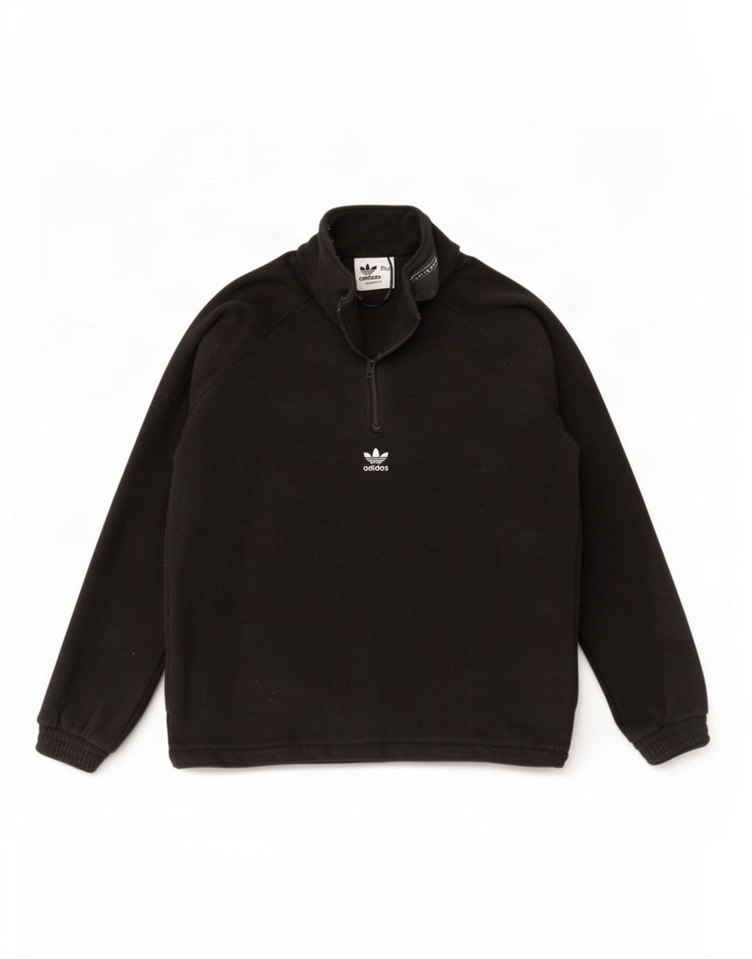 Adidas Mens Graphic Zip Neck Fleece Jumper XL Black Polyester