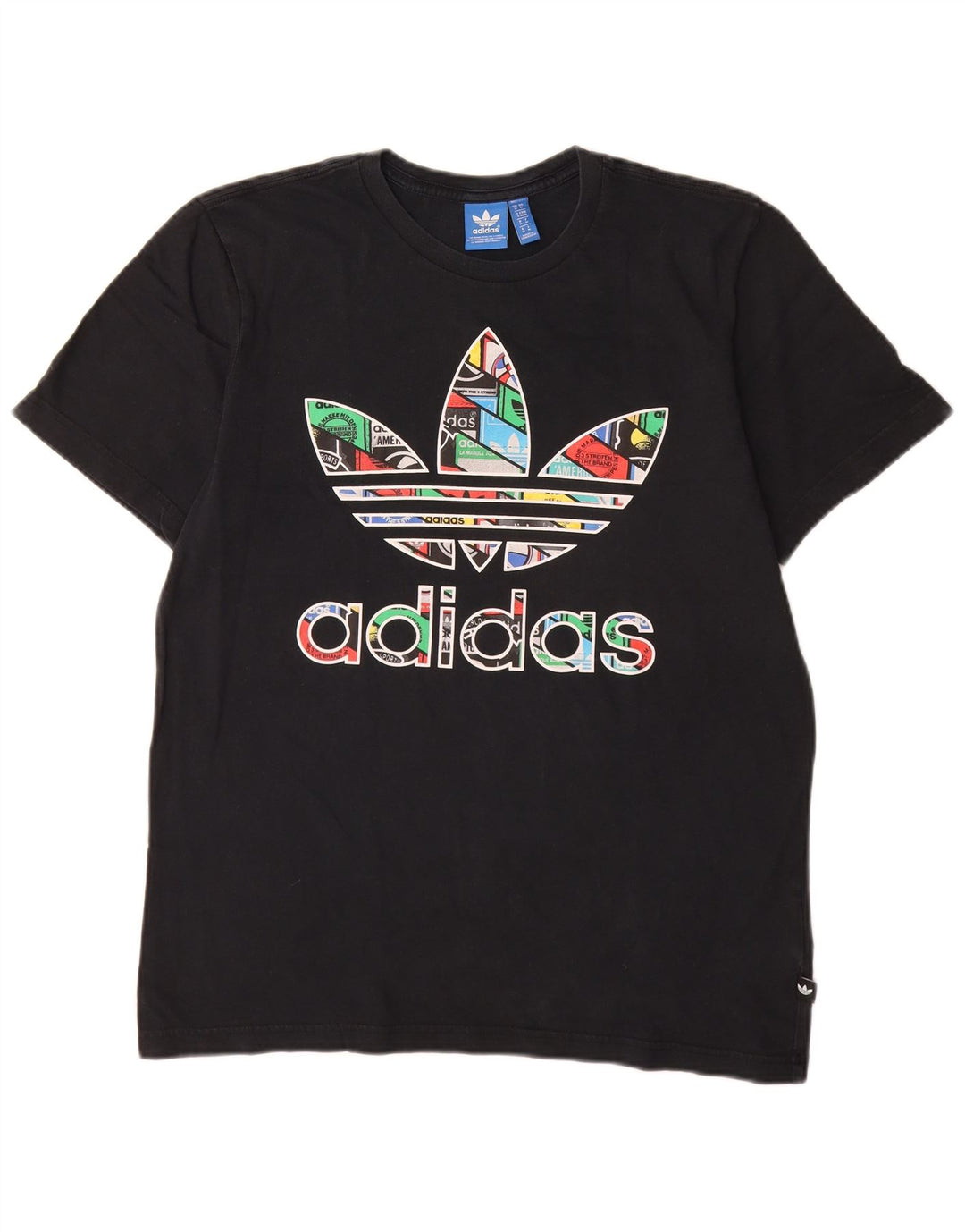 Adidas Mens Graphic T-Shirt Top Medium Black Cotton