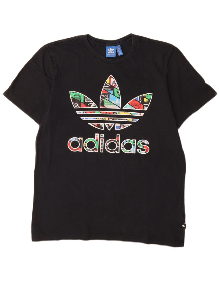 Adidas Mens Graphic T-Shirt Top Medium Black Cotton