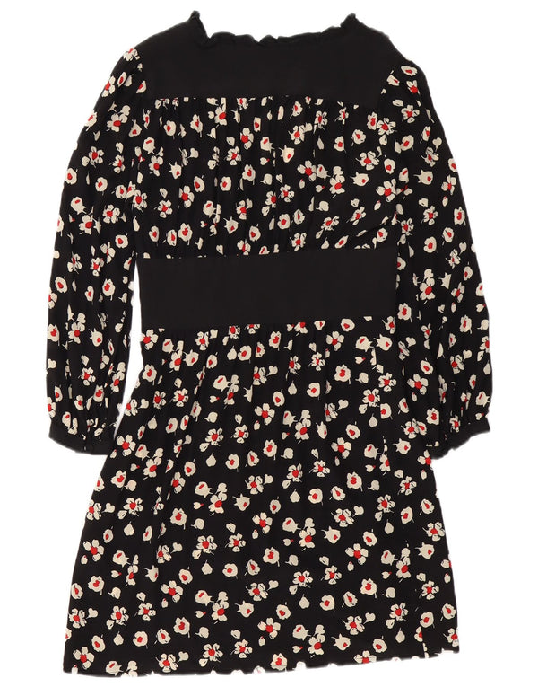 Max & Co. Womens Long Sleeve Empire Dress UK 14 Medium Black Floral