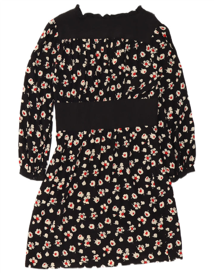 Max & Co. Womens Long Sleeve Empire Dress UK 14 Medium Black Floral