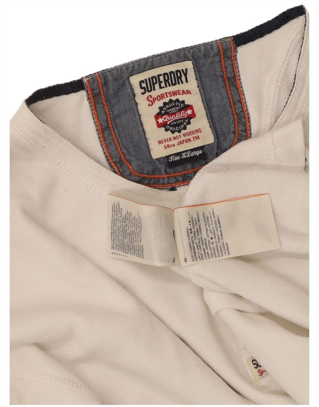 Superdry Mens Henley Top Long Sleeve XL White Cotton