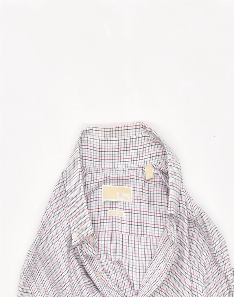 MICHAEL KORS Mens Shirt Size 16 Large White Check Cotton | Vintage | Thrift | Second-Hand | Used Clothing | Messina Hembry 