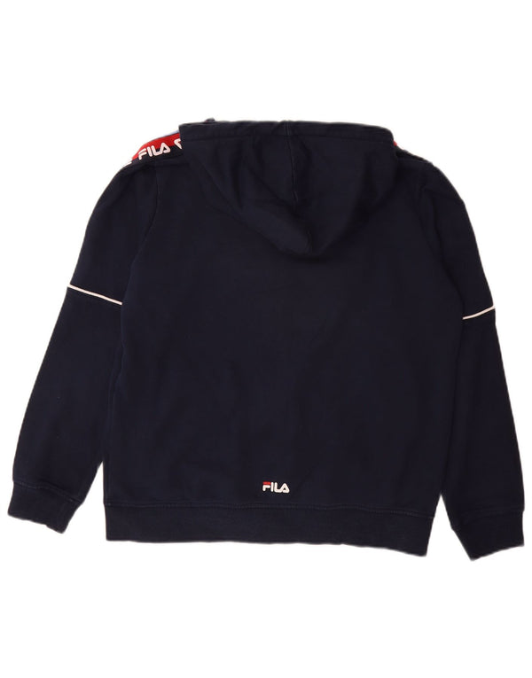 FILA Boys Graphic Zip Hoodie Sweater 15-16 Years Navy Blue Colourblock