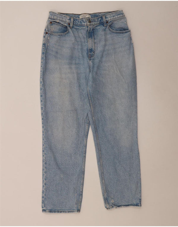 Abercrombie & Fitch Womens Distressed Straight Jeans US 14 XL W32 L26 Blue