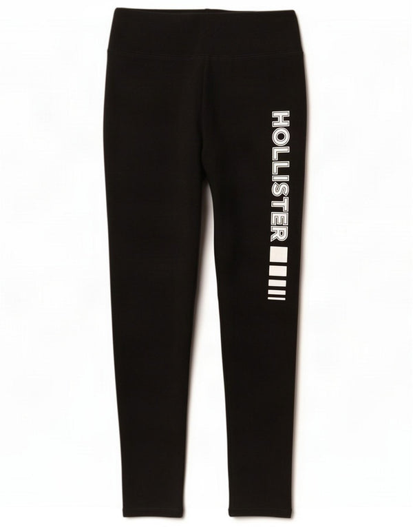 Hollister Womens Graphic Leggings UK 14 Medium Black Cotton