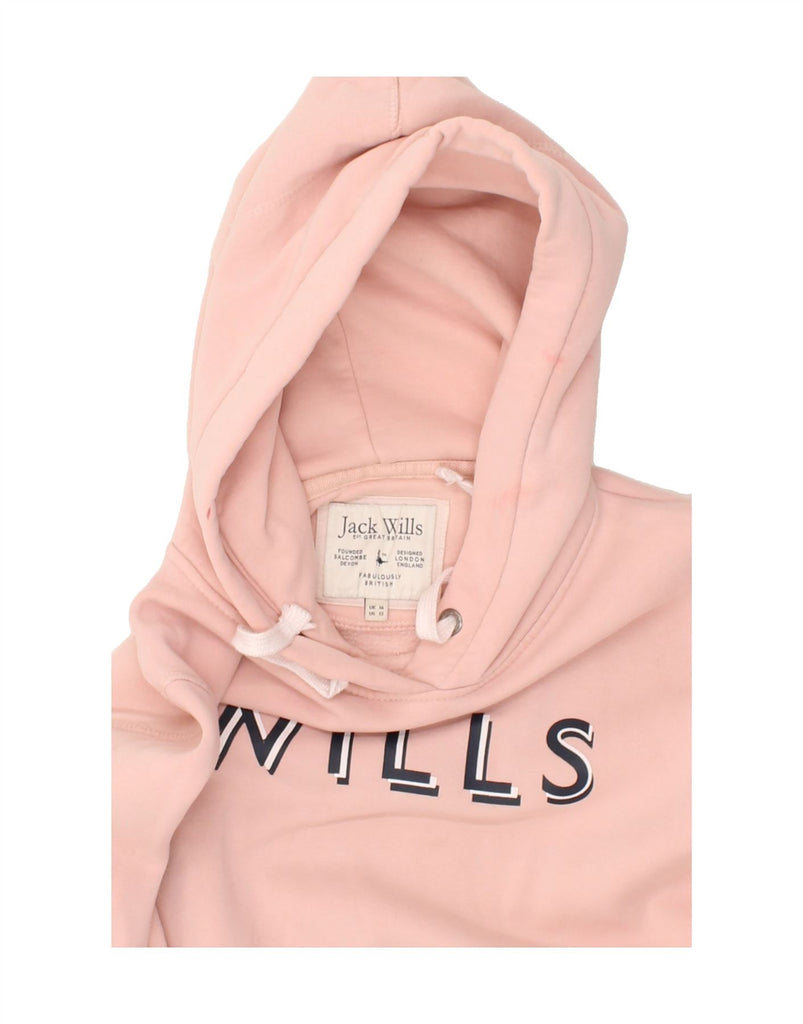 JACK WILLS Womens Graphic Hoodie Jumper UK 16 Large Pink Cotton | Vintage Jack Wills | Thrift | Second-Hand Jack Wills | Used Clothing | Messina Hembry 