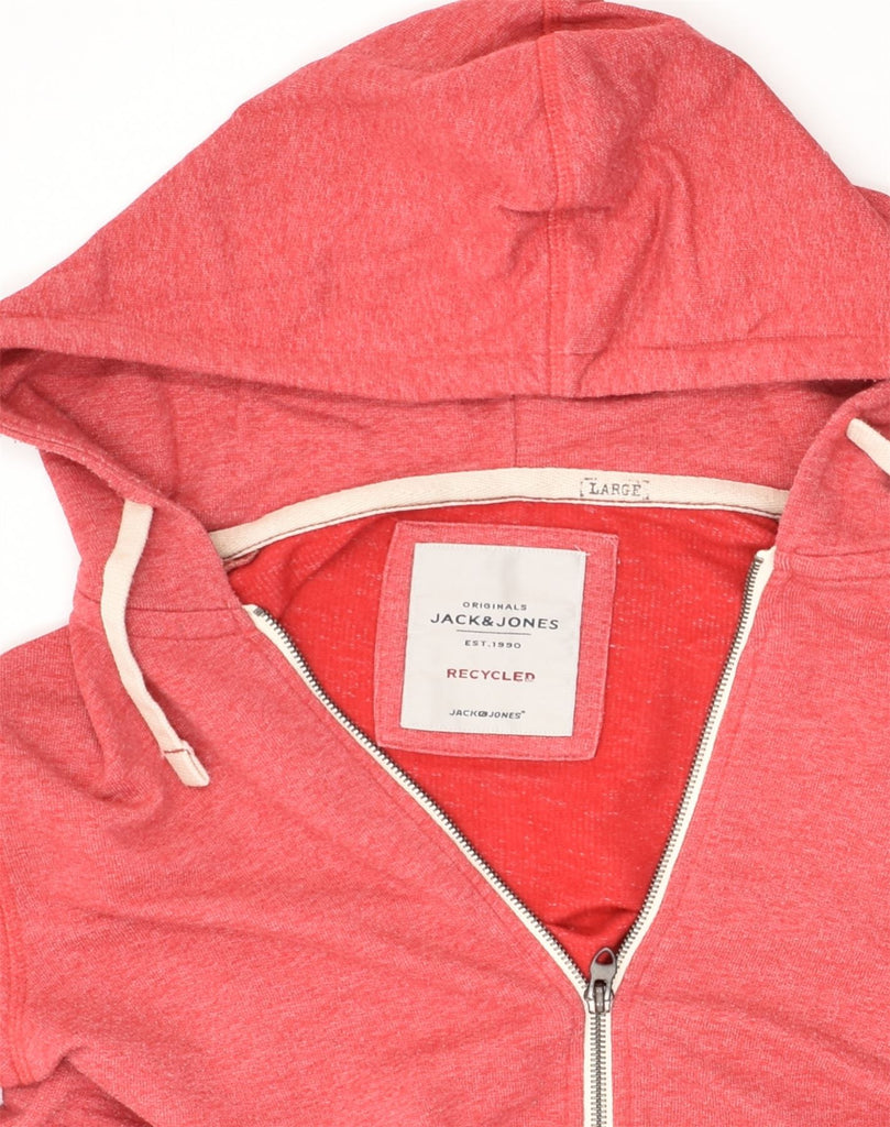 JACK & JONES Womens Zip Hoodie Sweater UK 14 Large Red Cotton | Vintage Jack & Jones | Thrift | Second-Hand Jack & Jones | Used Clothing | Messina Hembry 