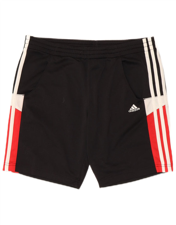 ADIDAS Boys Sport Shorts 12-13 Years Black Colourblock Polyester