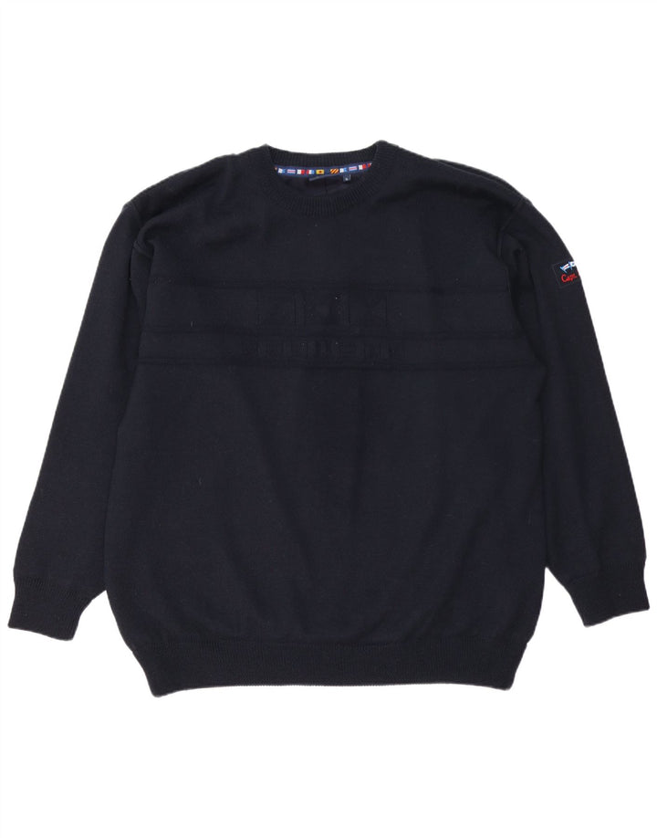 WHISPER Mens Yachting Crew Neck Jumper Sweater XL Navy Blue Polyester