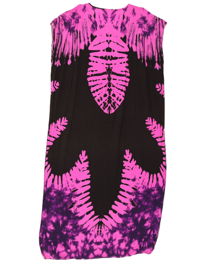 Vintage Womens Abstract Pattern Maxi Dress One Size Black
