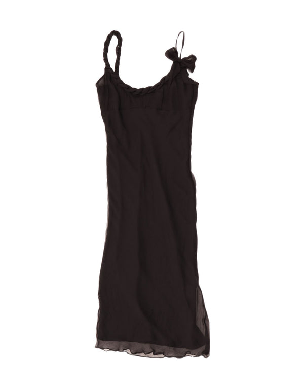Karen Millen Womens Sleeveless Maxi Dress UK 12 Medium Black Silk