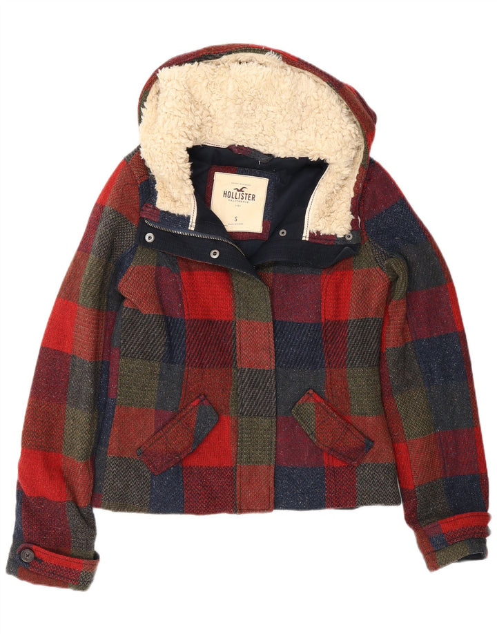 Hollister Womens Hooded Windbreaker Jacket UK 10 Small Multicoloured Check