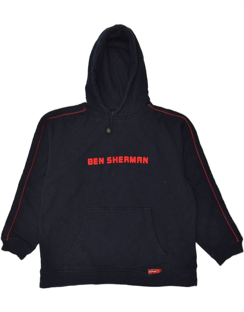 BEN SHERMAN Mens Graphic Hoodie Jumper Small Navy Blue Cotton | Vintage Ben Sherman | Thrift | Second-Hand Ben Sherman | Used Clothing | Messina Hembry 