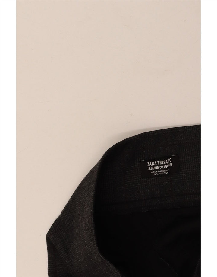 ZARA Womens High Waist Slim Casual Trousers Large W30 L28 Grey Check