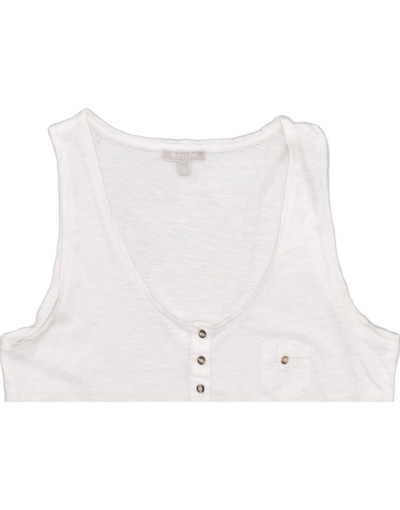 MASSIMO DUTTI Womens Vest Top Large White Cotton Classic | Vintage | Thrift | Second-Hand | Used Clothing | Messina Hembry 