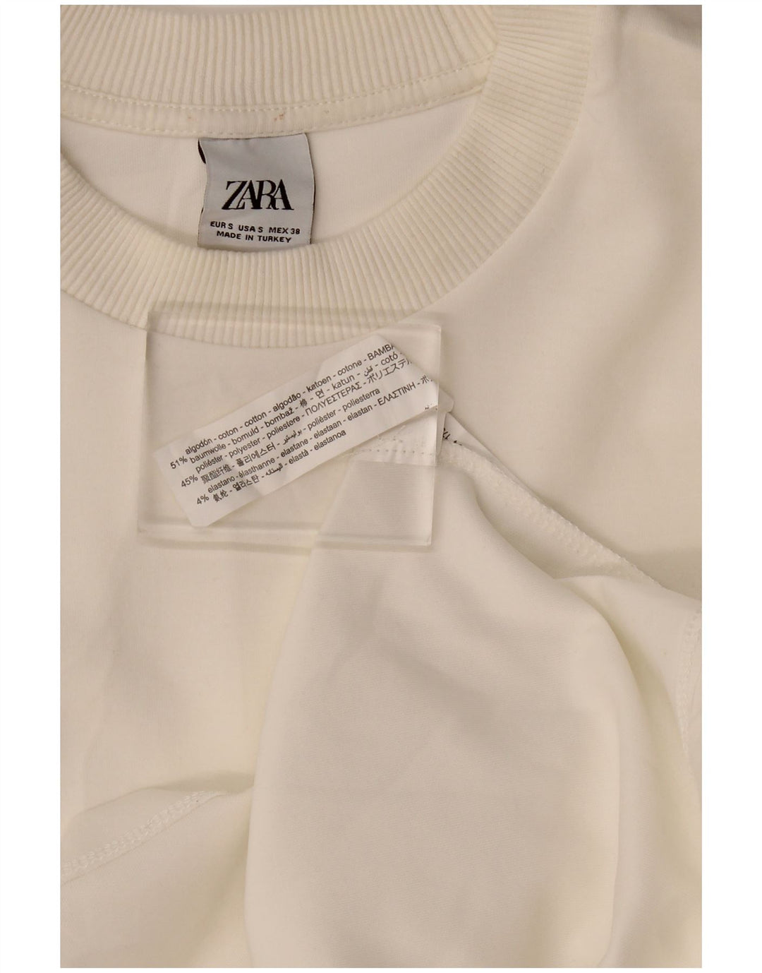 Zara Mens Loose Fit Sweatshirt Jumper Small White Cotton