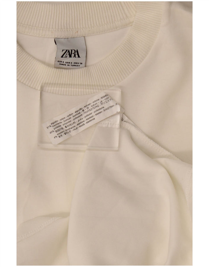 Zara Mens Loose Fit Sweatshirt Jumper Small White Cotton