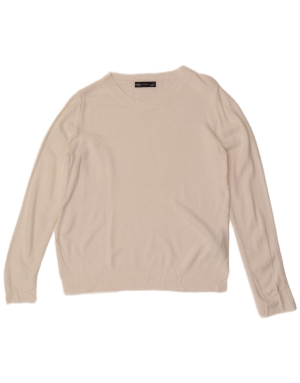Marks & Spencer Womens Boat Neck Jumper Sweater UK 14 Medium White Acrylic
