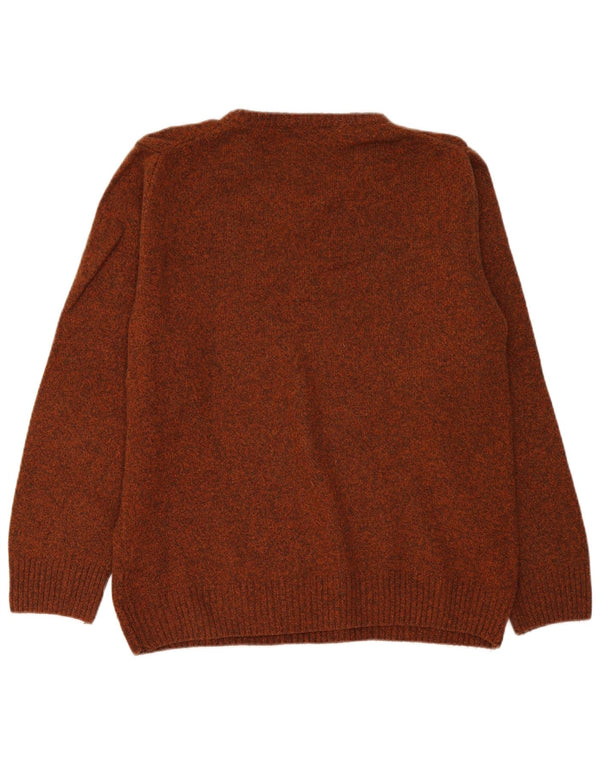 Harmont & Blaine Mens V-Neck Jumper Sweater 2XL Brown Flecked Lambswool