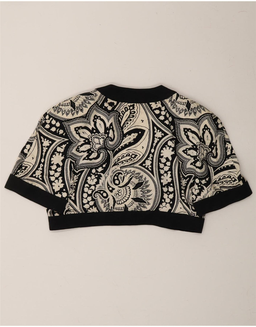MODYVA Womens Bolero Top IT 44 Medium Black Paisley Vintage Modyva and Second-Hand Modyva from Messina Hembry 