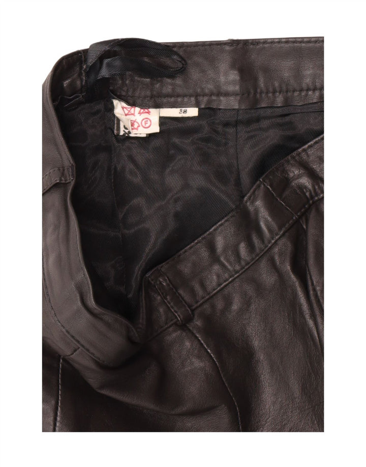 VINTAGE Womens Leather Skirt EU 38 Medium W28  Black Leather Vintage Vintage and Second-Hand Vintage from Messina Hembry 