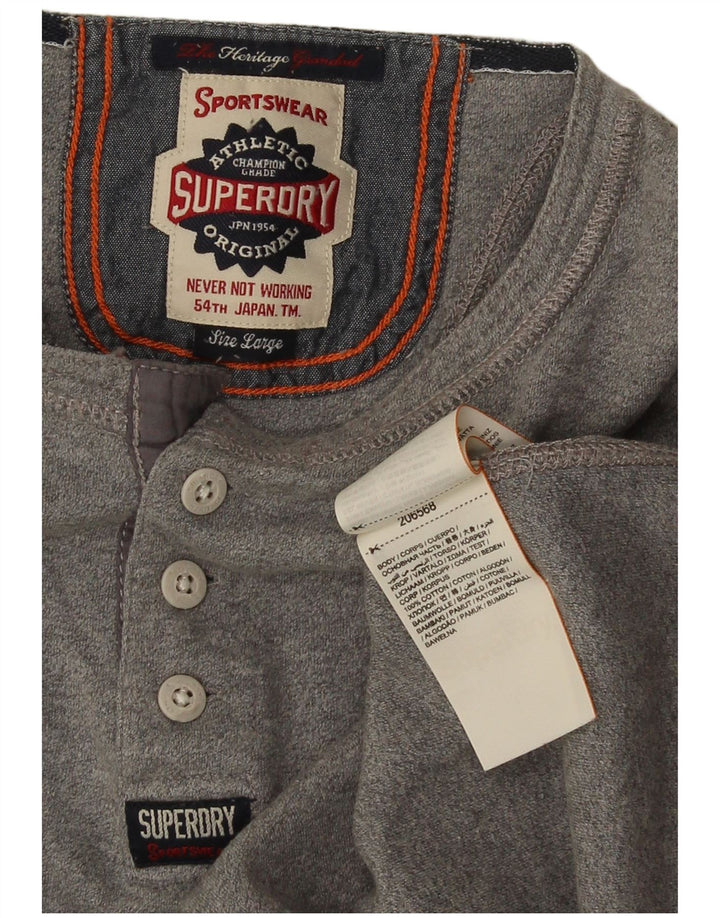 Superdry Mens T-Shirt Top Large Grey Cotton