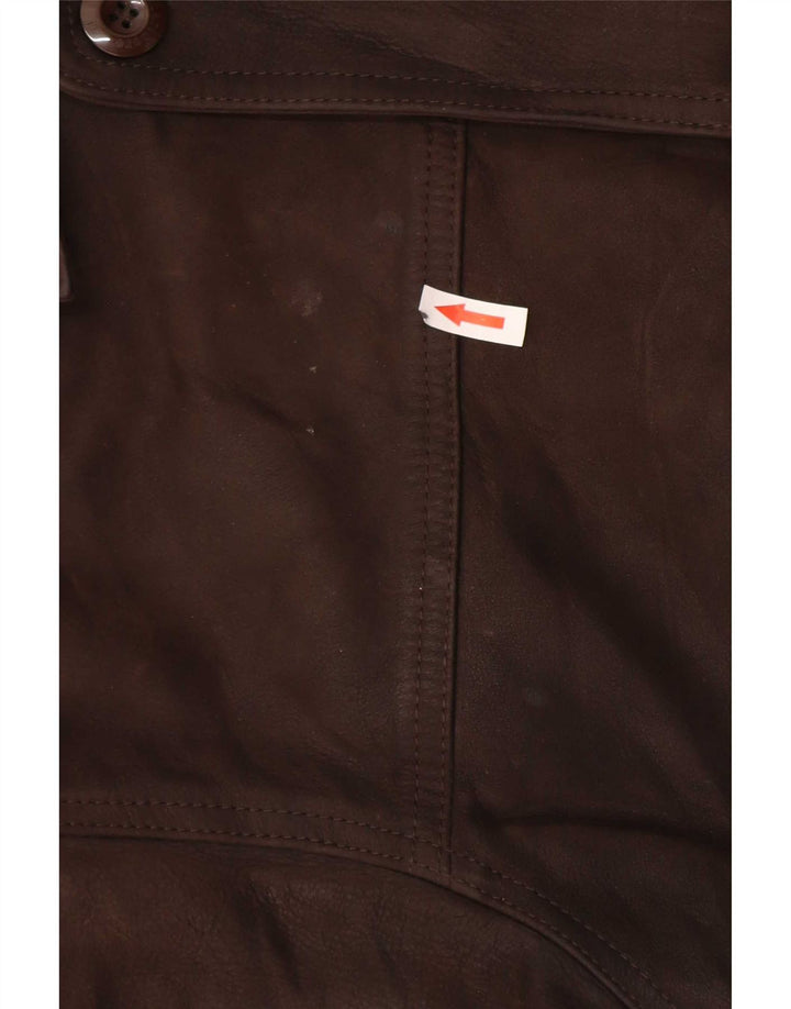 Marlboro Classics Mens Regular Fit Leather Jacket UK 40 Large Brown Classic