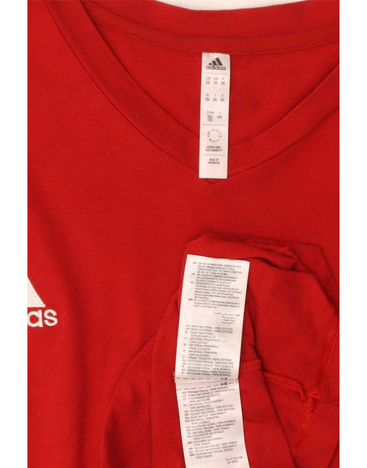 Adidas Mens T-Shirt Top 2XL Red Cotton