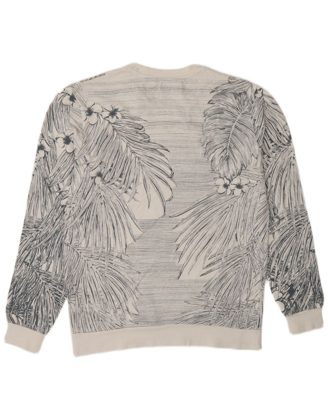 Zara Mens Sweatshirt Jumper Medium White Floral Cotton