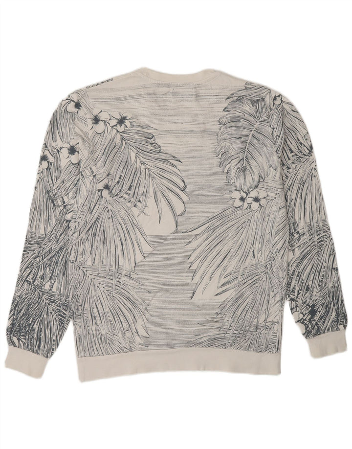 Zara Mens Sweatshirt Jumper Medium White Floral Cotton