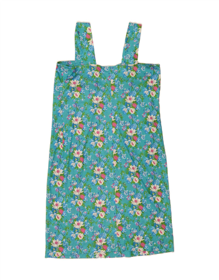 VINTAGE Womens Basic Dress UK 12 Medium Turquoise Floral Vintage Vintage and Second-Hand Vintage from Messina Hembry 