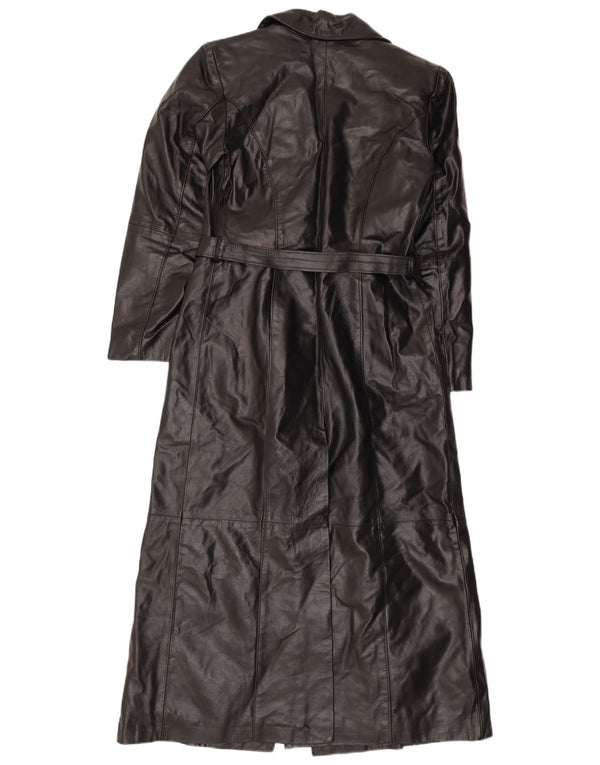 Vintage Womens Leather Coat IT 42 Medium Black Leather