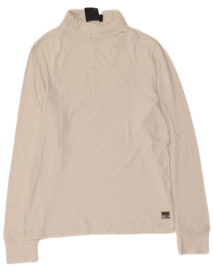 Diadora Mens Top Long Sleeve Small White Cotton