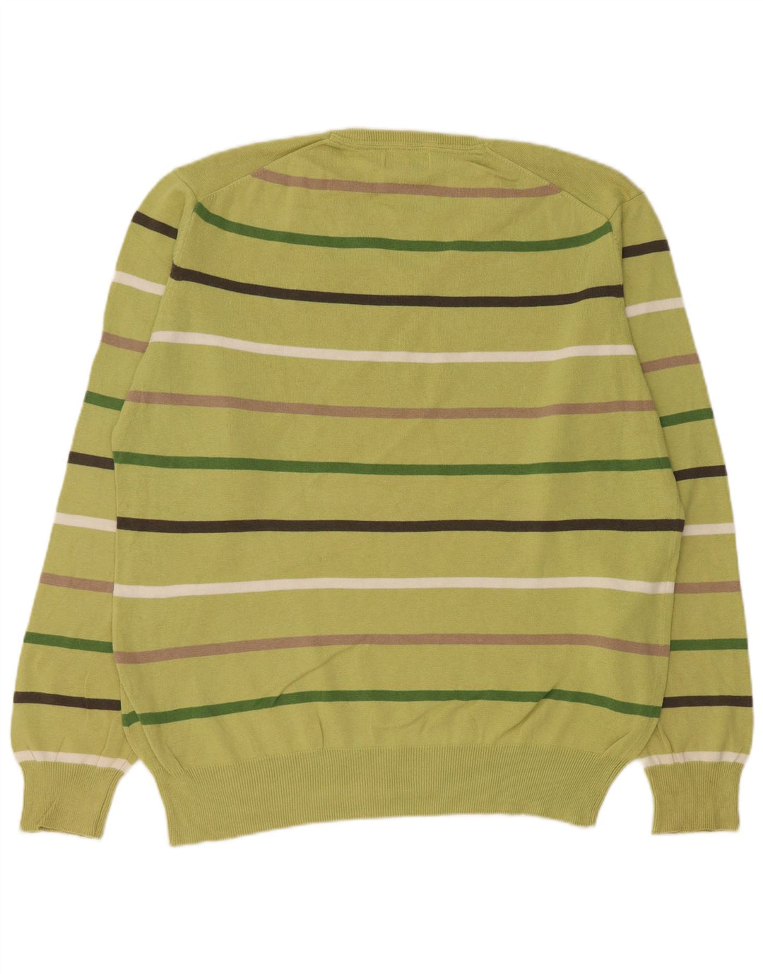 KAPPA Mens V-Neck Jumper Sweater 2XL Green Striped Cotton
