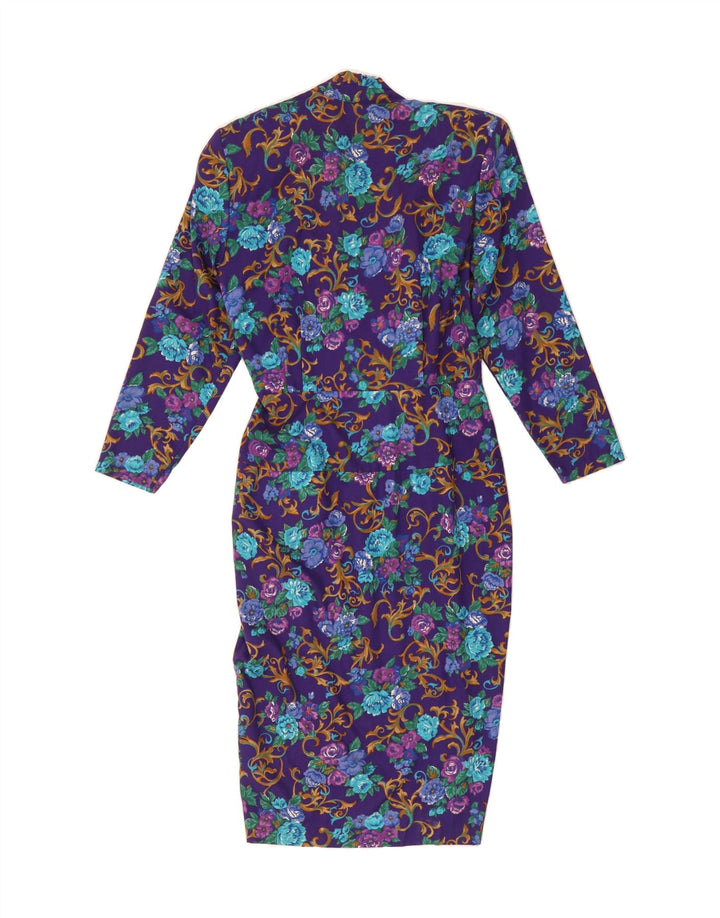 PERCEPTIONS Womens Bodycon Dress UK 14 Large Purple Floral Polyester Vintage Perceptions and Second-Hand Perceptions from Messina Hembry 