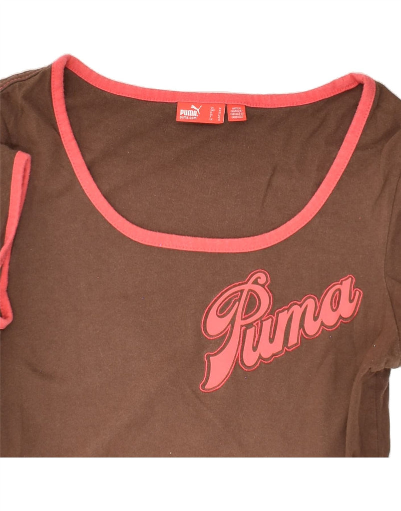 PUMA Womens Graphic T-Shirt Top UK 12 Medium Brown Vintage Puma and Second-Hand Puma from Messina Hembry 