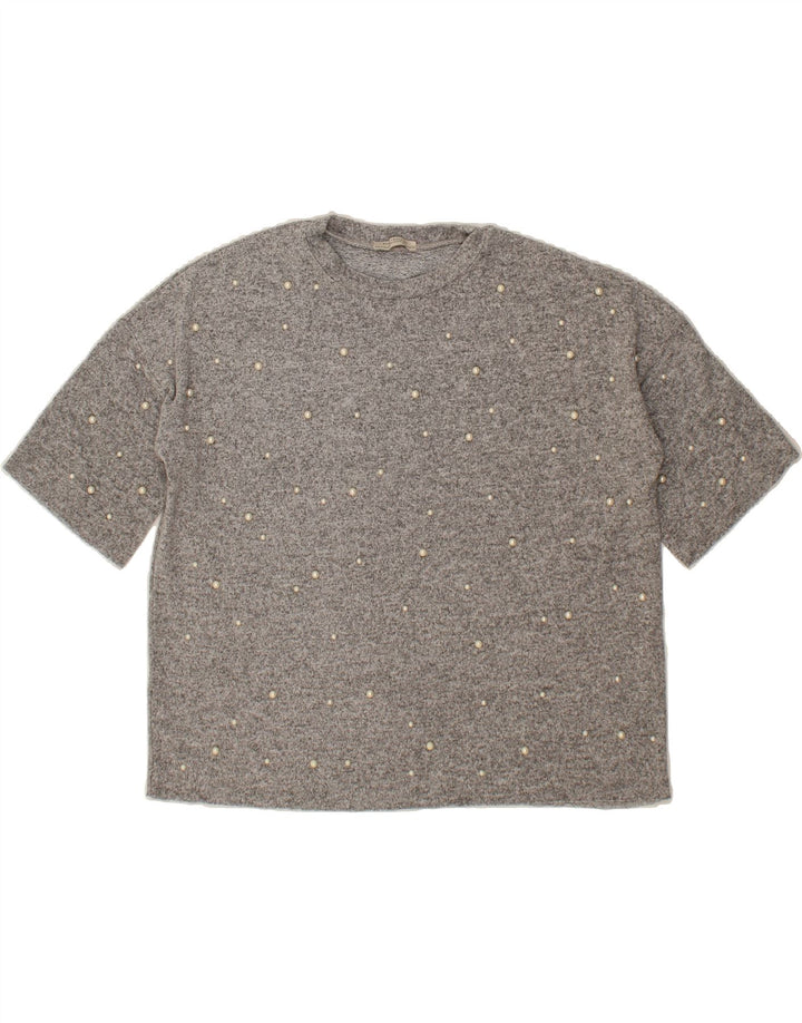 ZARA Womens Oversized T-Shirt Top UK 10 Small Grey Viscose Vintage Zara and Second-Hand Zara from Messina Hembry 
