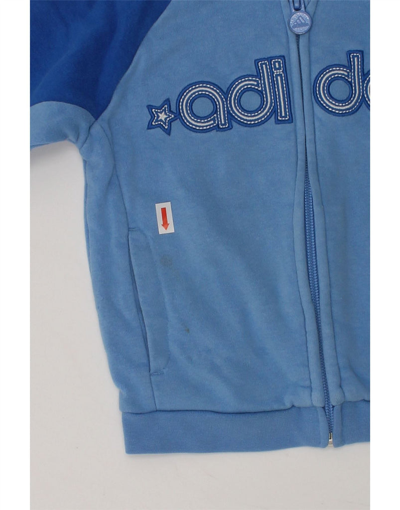 ADIDAS Baby Boys Graphic Zip Hoodie Sweater 9-12 Months Blue Colourblock | Vintage Adidas | Thrift | Second-Hand Adidas | Used Clothing | Messina Hembry 