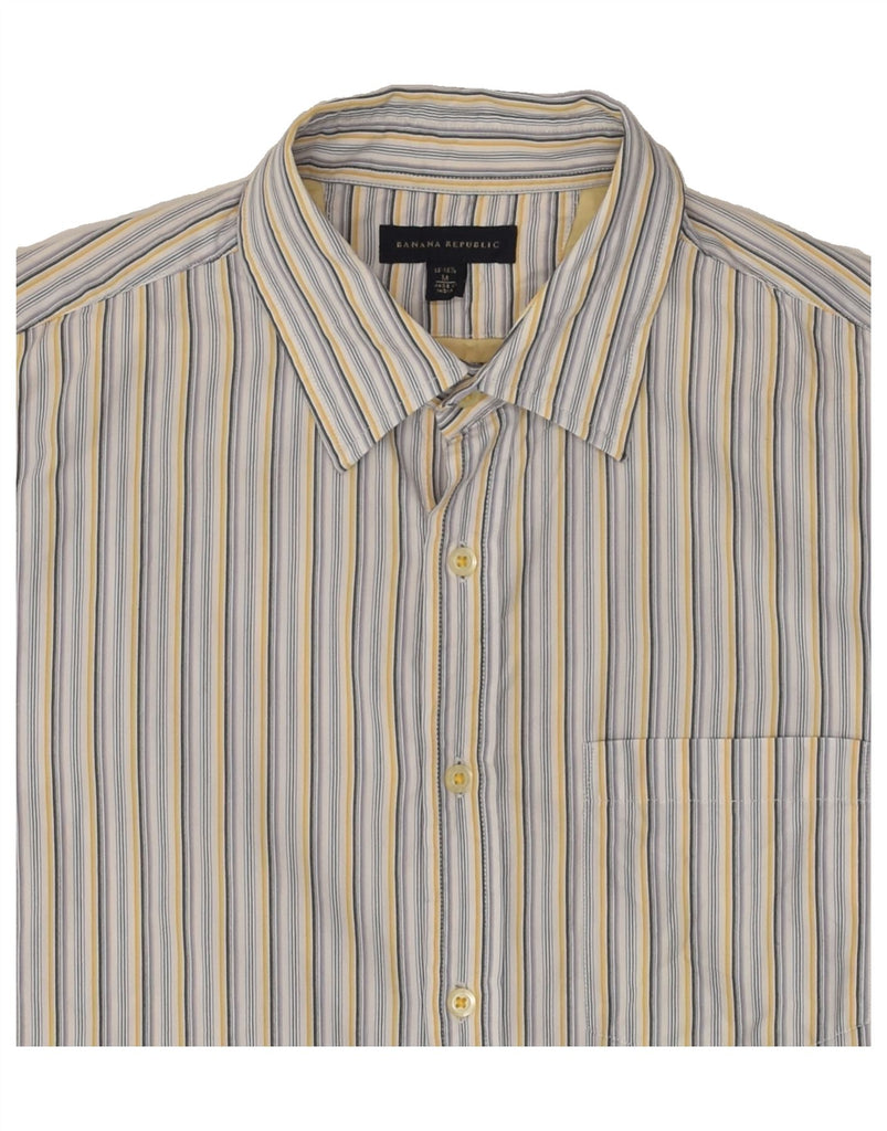 BANANA REPUBLIC Mens Shirt Size 15 1/2 Medium Grey Striped Cotton | Vintage Banana Republic | Thrift | Second-Hand Banana Republic | Used Clothing | Messina Hembry 