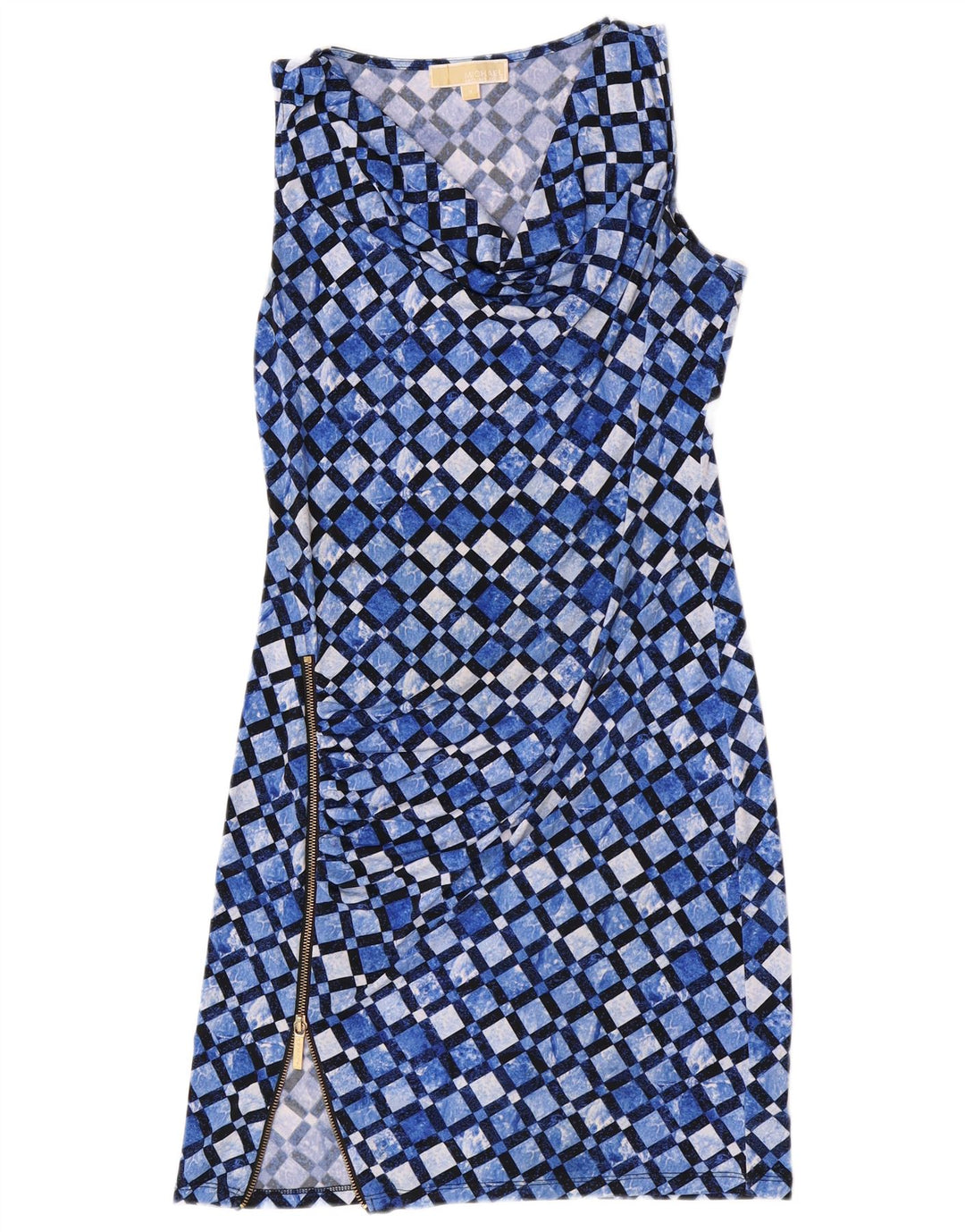 Michael Kors Womens Sleeveless Sheath Dress UK 12 Medium Blue Geometric